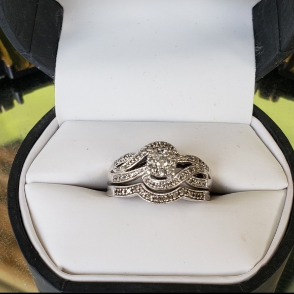 NIB Platinum Diamond Wedding Set Sapphire $2,137 - Picture 5 of 8